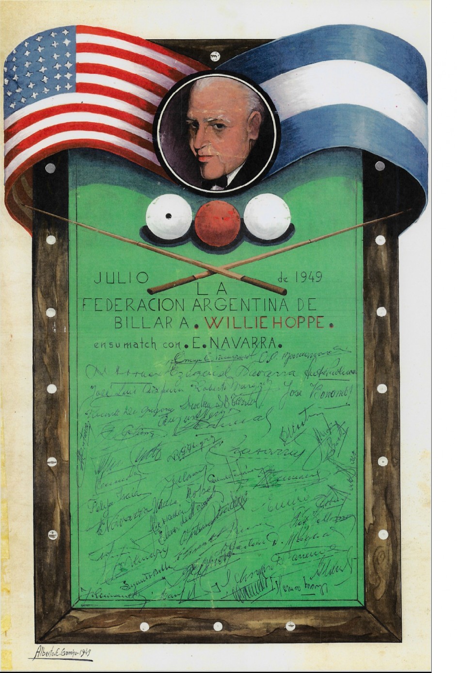 Willie-Hoppe-Navarra-Sign-1949
